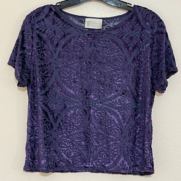 Vintage California Dynasty Short Pajama Set Size Medium Velvet Crushed Velvet - Picture 3 of 13